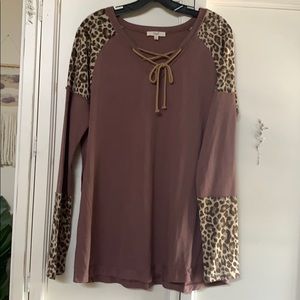 Mauve and Cheetah Print along Sleeve